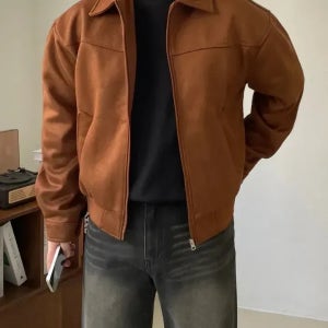 [당일출고]블루종 트러커 무스탕 바이커 크롭 숏 아우터 재킷 점퍼 스웨이드 자켓