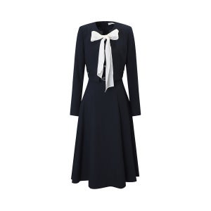 [JJ지고트] 스트랩 포인트 라운드넥 원피스 +재킷 세트 (DARK NAVY) GRAM0OP941