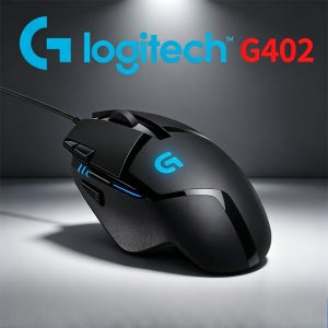 로지텍 G402 유선 게이밍 마우스: 4000 DPI 8개의 프로그래머블 버튼 - 퓨전 엔진 고속 트래킹 PC e스포츠 마우스 블랙