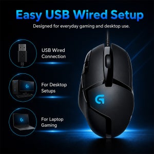 로지텍 G402 클래식 하이페리온 퓨리: 4000 DPI, 8버튼 - 퓨전 엔진, 빠르고 내구성 있는 스위치, PC 및 노트북용 마우스