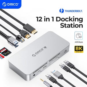 ORICO 선더볼트 4 도킹 스테이션 C타입-HDMI 호환 어댑터, USB 3.2 Gen2 허브 스플리터, 맥북 맥 윈도우용, 8K @ 30Hz