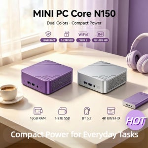 2026 코어 N150 미니 데스크탑 16GB RAM 2TB M2 SSD 트리플 4K 60Hz 디스플레이 WiFi6 BT5.2 저전력 소형 PC 프로