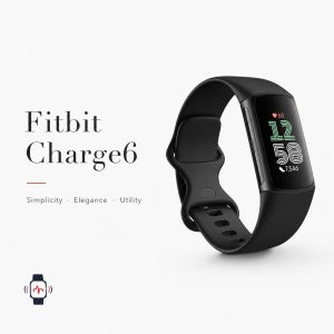 Fitbit Charge 6 ECG, 심박수, SpO2, GPS, 수면 스트레스 모니터, 러닝 및 수영용 방수 시계 기능을 갖춘 스마트 피트니스 트래커