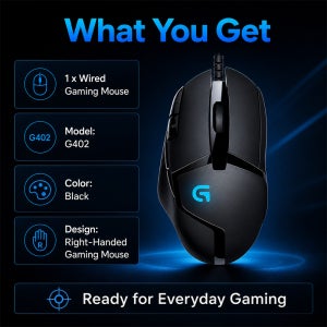 로지텍 G402/G203/G102 프로페셔널 로지텍 G402 게이밍 마우스 델타 제로 센서 500+ IPS 8버튼 미끄럼 방지 데스크탑용