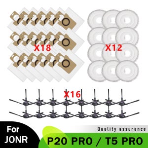 JONR P20 PRO / T5 PRO 청소용 걸레, 먼지 봉투, 사이드 브러시, 로봇 진공 청소기 액세서리 키트, 예비 부품 교체