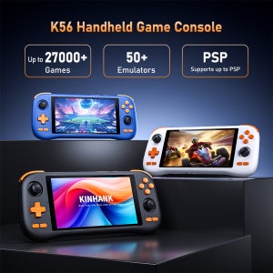 KINHANK K56 휴대용 게임 콘솔 5.5인치 터치스크린 50개 에뮬레이터 탑재 (PS1/PSP/DC/SS 호환) 안드로이드 14 5000mAh 배터리 WIFI5 레트로 게임 
