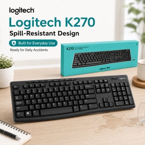 로지텍 K270 무선 키보드 풀 사이즈 방수 설계 방수 무소음 키 내구성 있는 사무용 키보드 (PC용)