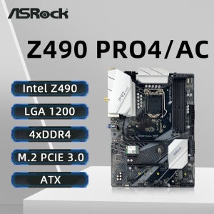 ASRock Z490 PRO4/AC 마더보드는 I9-10900K I7-10700F 10700K I5-10400F 10600K I3-10100F CPU 4×DDR4 3200MHz M