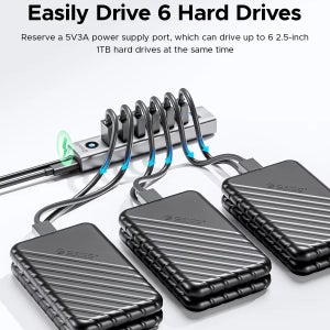 ORICO USB 3.0 허브, 5Gbps 독 스테이션, 7 포트, USB A 타입 C 허브 S, Surface Macbook 노트북용