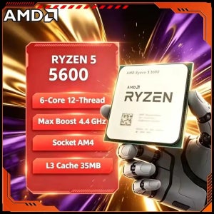 AMD 라이젠 5 5600 6코어 12스레드 언락 데스크탑 프로세서 최대 4.4GHz 소켓 AM4 게이밍 CPU - 패키지 미포함