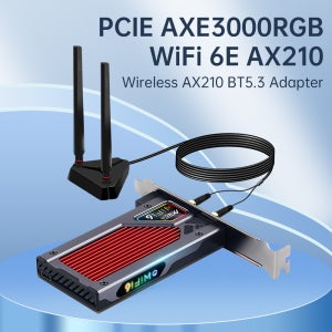 WiFi 6E AX210 BT5.3 PCIE WiFi 어댑터 AX210NGW Win 10/11 용 외부 안테나가있는 Tri-Band 2.4G/5G/6GHz 무선 네트워크 카드