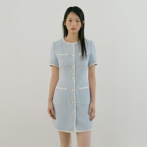 [루시르주] Mary Tweed One-piece (sky blue)