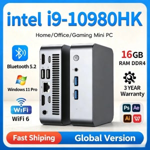 미니 PC 윈도우 11 프로 인텔 코어 i9 10980HK 32GB DDR4 2TB SSD PC 게이머 컴퓨터 듀얼 WIFI 6 BT5.2 4K HD 미니 게이밍 PC 데스크탑