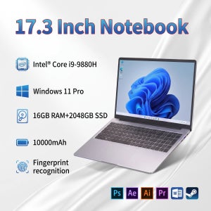 17.3인치 인텔 코어 i9-9880H 노트북 16GB 2TB 윈도우 11 대화면 지문인식 게이머용 사무용 노트북 컴퓨터 PC