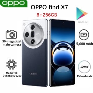 2026년형 OPPO Find X7 - 듀얼 SIM 스마트폰으로, 100W 고속 충전 기능을 갖춘 디멘시티 9300 칩셋을 탑재하고, 8+256GB 스토리지가 제공됩니다.