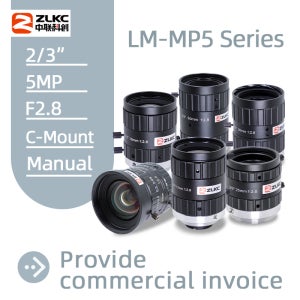 ZLKC 렌즈 산업용 카메라 2/3’’ C 마운트 LM-MP5 시리즈 F2.8 수동 아이리스 5메가픽셀 FA 8mm 12mm 16mm 25mm 35mm 50mm 초점