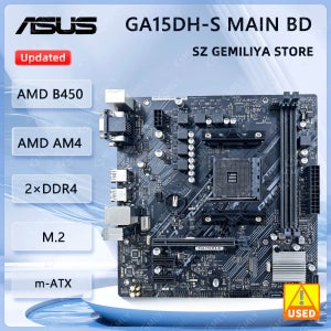 ASUS B450M B450 마더보드 GA15DH‑S 메인 보드 AM4 지원 Ryzen 5 5600G 5700 5300G 5700 3900 1500 CPU DDR4 32GB M.2