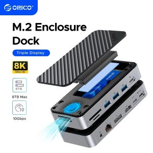 ORICO M2P11 USB C 디스플레이 허브(냉각 팬 포함) M.2 NVMe SATA SSD 인클로저 외부 10Gbps HDMI-Com RJ45 SD/TF 도킹 스테이션