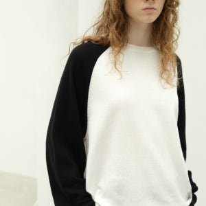 All-day Cotton Raglan Knit - White/Black