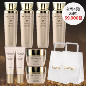 코리아나 * [SK단독 이혜진패키지]더 블랙 프리미어 기초 4종 완벽 2세트(스킨,로션,크림, 아이크림,쇼핑백)