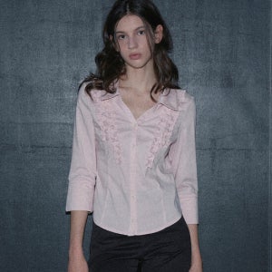 마가린핑거스 Frill Open Collar Shirt (Pink)