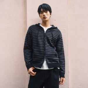 [마인드브릿지] 스트라이프후드집업가디건 M1CD7150