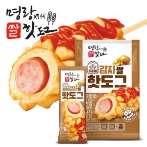 명랑핫도그 우리밀 감자쌀 핫도그 480g x 1팩 (4개입)+소스2종(4개입)증정
