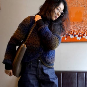 [바네사브루노] [인기상품 재진행] 다크네이비 그라데이션 울혼방 부클 가디건 VISW6F202N3