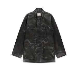 [마뗑킴] FAUX LEATHER SAFARI JACKET IN BROWN MK2677JK323UBR