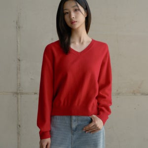[아타] 카디스 울 캐시미어 V넥 풀오버_Red AT26FWKN02RE