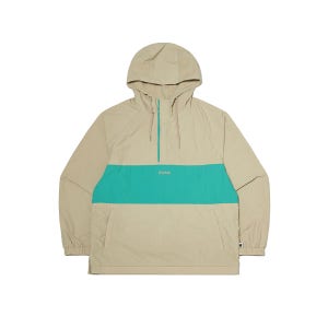 코닥 컬러블럭 로고 후드 아노락 자켓 BEIGE
