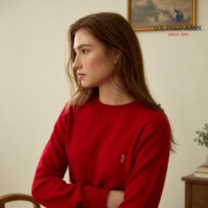 유에스피에이 [앱10%][U.S POLO ASSN.] 26FW 파인터치 울 100 라운드니트 2종 여성