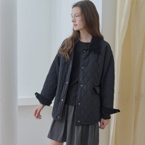 [아방] Diamond Quilted Safari Jacket - BLACK