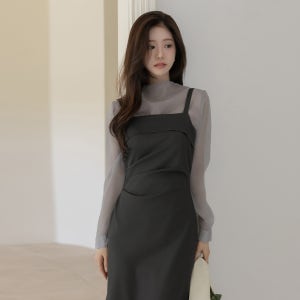 셔링 포인트 뷔스티에 A라인 원피스
