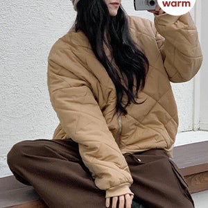 [가볍고따듯해🌡️/베스트패딩][MADE] 어덱트 오버핏 누빔패딩(44~99) (박사이즈패딩-퀄팅누빔패딩-노카라넥-루즈핏-시보리넥-겨울신상-겨울아우터-숏패딩-체형커버)