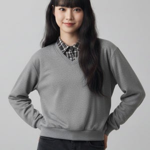 행텐 여성 셔츠 레이어드 맨투맨_그레이
