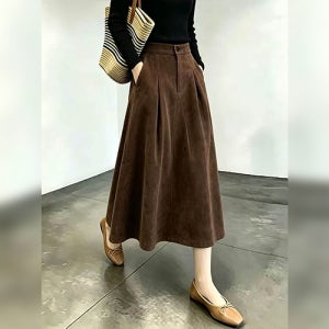 🚨반값 찬스, 자정 끝🌙스웨이드 핀턱 플레어 A라인 스커트[sk5386a]
