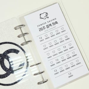 A6) 26주 만원 증액 저축 6공 현금 속지 아크릴바인더, 나랑노랑