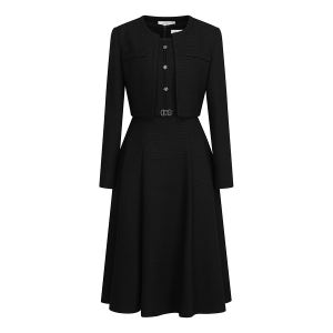 [JJ지고트] 배색 크롭 재킷 벨티드 원피스 세트 (BLACK) GSAM0OPP21