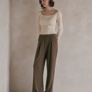 MJ_Solid color banding pants_4color