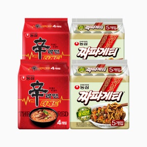 신라면더레드(2팩) + 짜파게티(2팩)_총18입