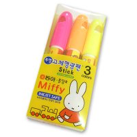 [pen도소매]동아 홍당무 미피 고체 형광펜 3색세트-miffy-jetstick-제트스틱