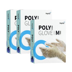 헤파이 폴리글러브 M 3곽 600매 일회용 비닐장갑 위생장갑