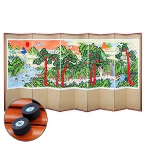 (친필)십장생 연결 10폭병풍+특허 버팀 고무 고정받침대 증정