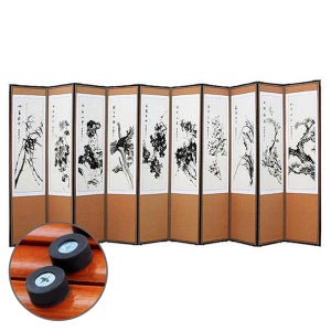 (친필)우당 묵화 10폭병풍+특허 버팀 고무 고정받침대 증정