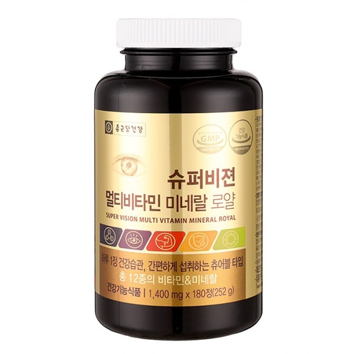 종근당건강 슈퍼비젼 멀티<b>비타민</b> 미네랄 로얄 1400mg x 180캡슐