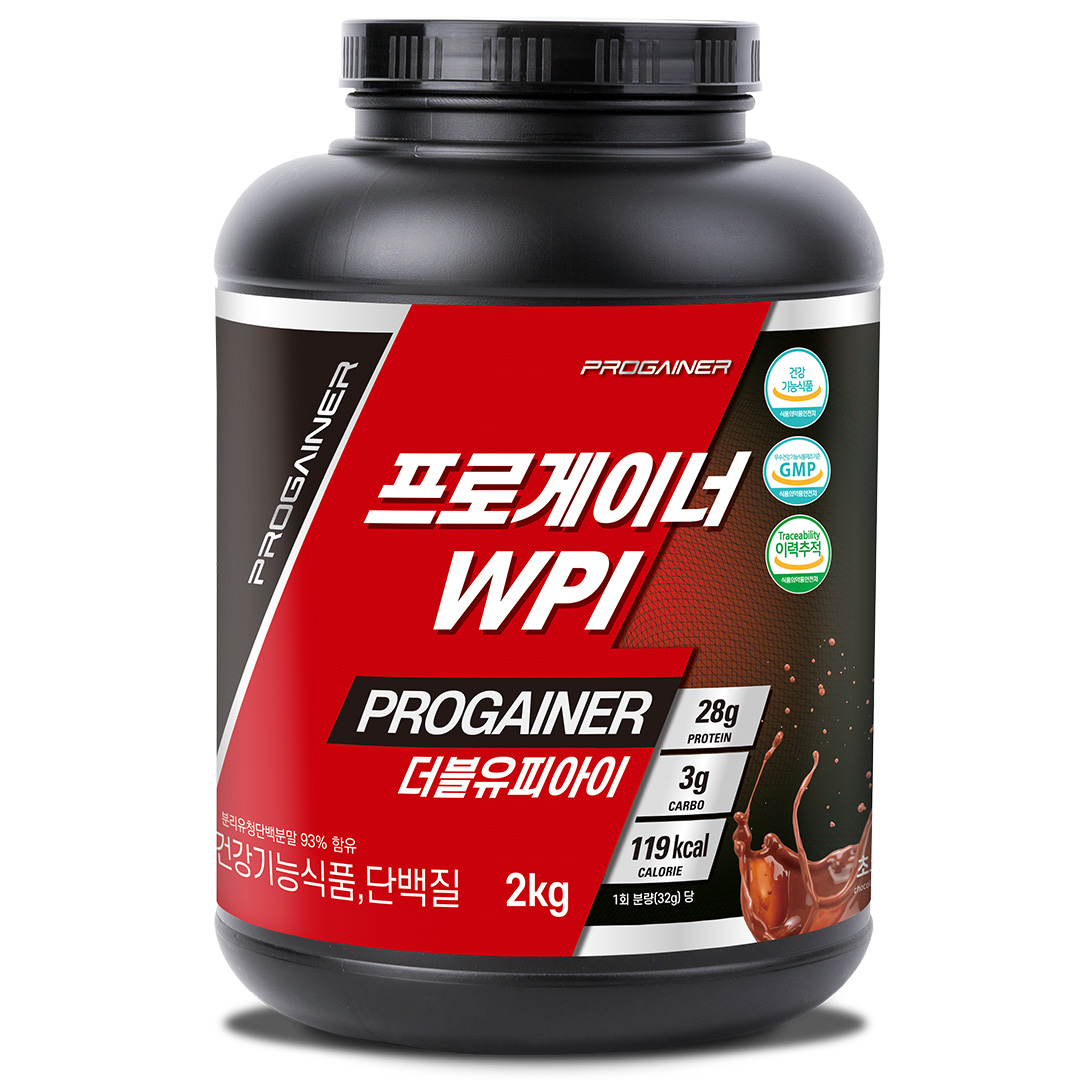 <b>프로게이너</b> WPI 분리유청<b>단백질</b> 아이솔레이트 웨이<b>프로틴</b> <b>단백질</b>보충제 초코맛, 2kg, 1개