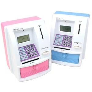 미니 ATM 저금통 2종택1/미니금고/캐쉬박스/지폐입금가능/동전자동인식/캐쉬북/수납함