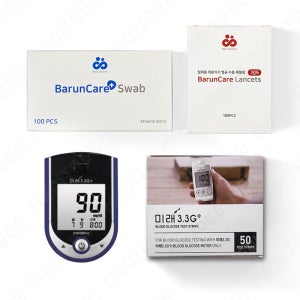 혈당측정기 혈당계 미래 3.3G+시험지50매+멸균침110+솜100+수첩