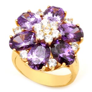 18K 럭셔리자수정 반지 (옐로우)